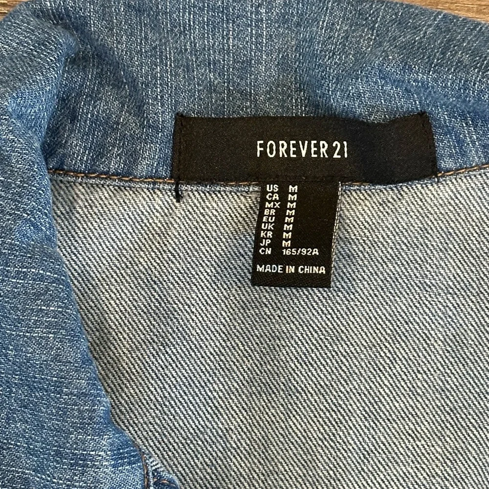 Forever 21 Blue Denim Jacket with Black Label - Picture 2 of 4